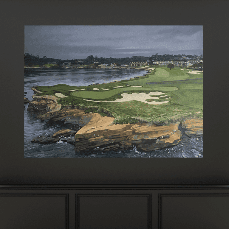 No 17 and 18 at Pebble Beach Golf Links painting, Aimee Smith Studios