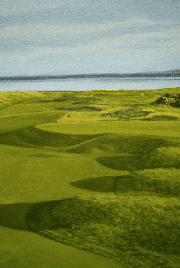 "Foxy at Royal Dornoch", Golf Painting by Aimee Smith