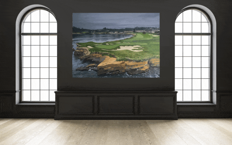 Golf Painting of Pebble Beach Hole 17 and 18