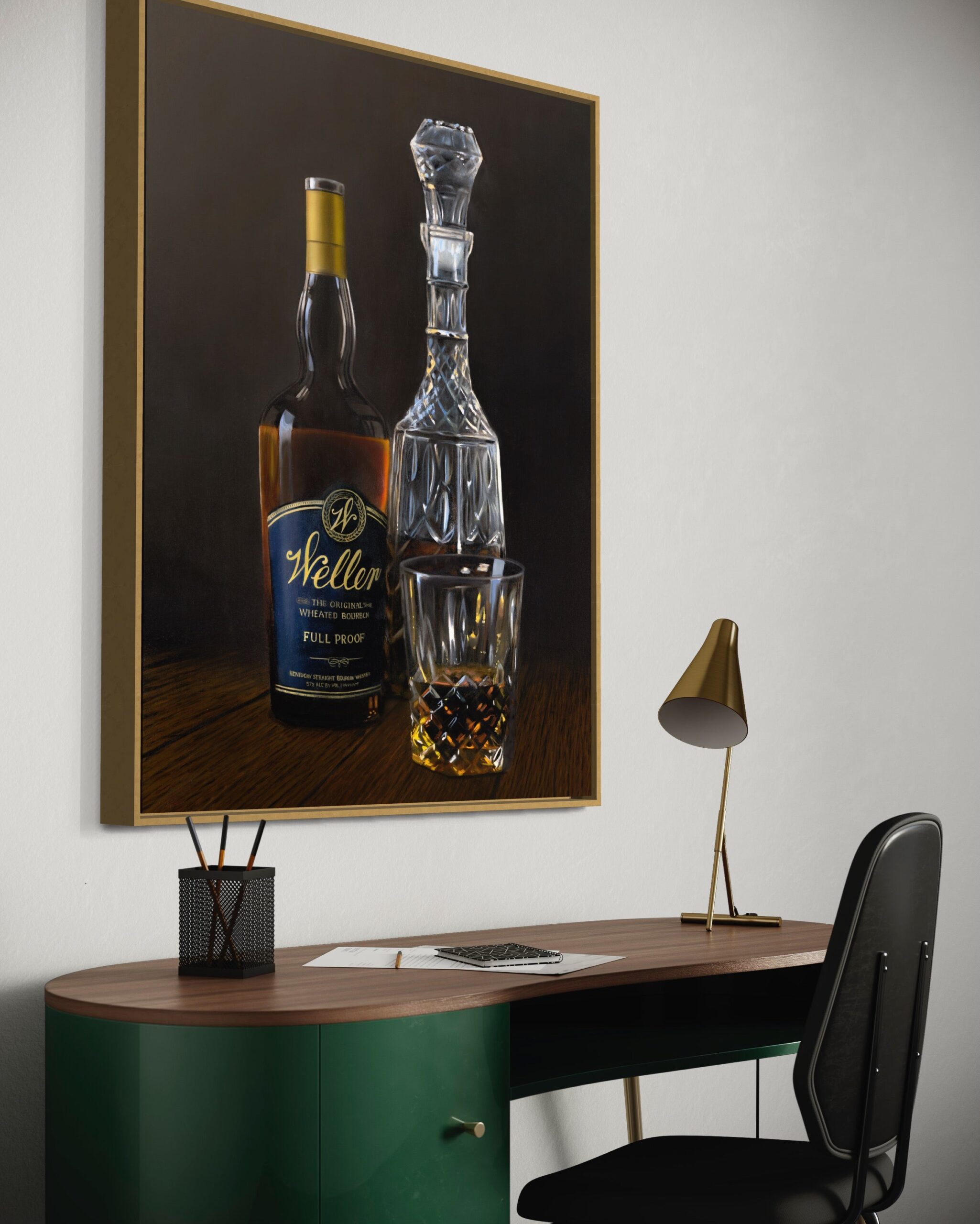 Weller Whiskey Art Print 30" x 40" in Whiskey Bar Room